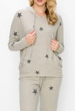 Comfy hoodie top in our grey stars print cozy brushed jersey