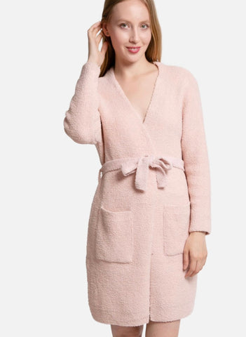 Our softest sweater blush knit robe - can be worn as a sweater or lounge robe!