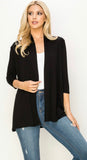 Comfy open front cardigan in our black comfy brushed Jersey