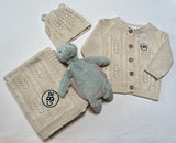Wheat pointelle  leaf knit baby gift set * personalization available