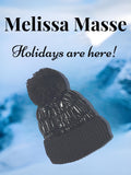 Winter  Puffer hat with knit trim with fuzzy, warm & soft lining & cute Pom Pom  * black