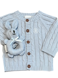 Baby cable knit light blue cardigan *monogram available