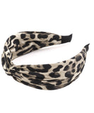 Grey Leopard print top knot headband