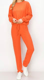 Lounge pants-brushed jersey with elastic drawstring pants with elastic at ankles in our citrus tangerine