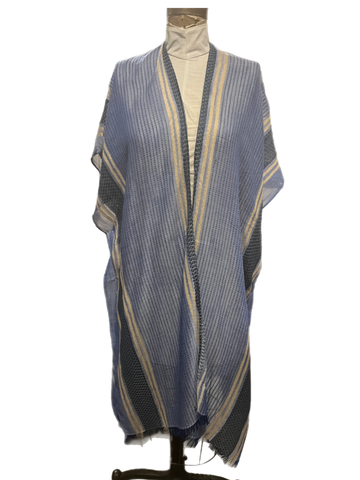 Light weight cotton stripes open front cover up * indigo or ocean