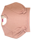 The Future is Female Sweatshirt  Heather blush with black bean stitch embroidered neckline