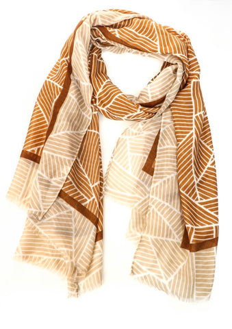 Light weight border print geometric print scarf *available in aquamarine, red and khaki