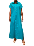 Shirt dress Maxi Poplin Dress in Palm Green * monogram available