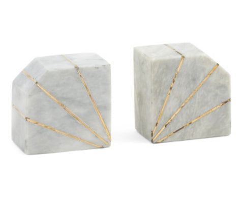 Marble Inlaid Bookends *sold as a pair