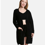 Our softest sweater black knit robe - can be worn as a sweater or lounge robe!