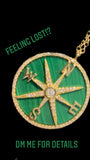 Malachite Compass necklace yellow gold