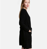 Our softest sweater black knit robe - can be worn as a sweater or lounge robe!
