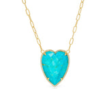 14K yellow gold  faceted moonstone heart necklace with diamonds