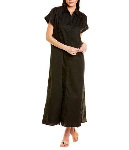 Shirt dress Maxi Poplin Dress in black *monogram available