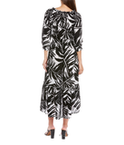 Ruffled Printed Textured Breathable Rayon Crepe Dress with elastic waist and self belt in black floral print