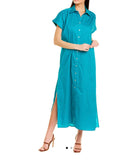 Shirt dress Maxi Poplin Dress in Palm Green * monogram available