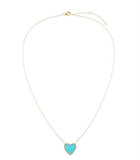 14K yellow gold turquoise heart necklace with diamonds