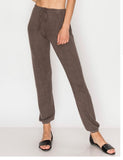Our softest cozy olive knit- Lounge pants with elastic drawstring pants  at ankles