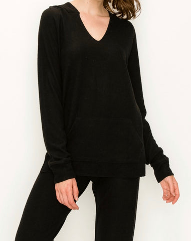 Our softest knit v-neck in comfy brushed Jersey- black