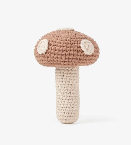 Mushroom sweater knit baby rattle