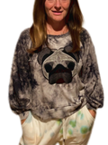 Unisex pug applique raglan sleeve organic sweatshirt *proceeds donated to thepugqueen.org