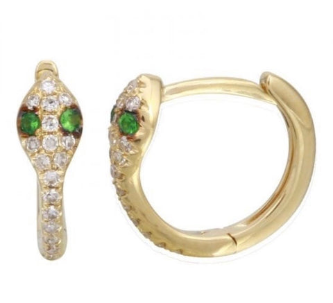 Snake huggie hoop earrings with diamonds