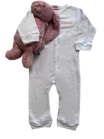 Baby snap front onsie , Embroidered with name or monogram *black, white and H. grey available