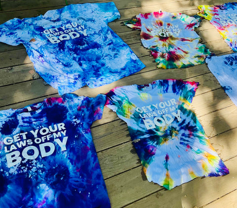 Get your laws off my body short sleeve limited edition tie dye t-shirt unisex *a portion of sales are donated to abortionfunds.org