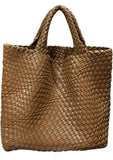 Braided tote with detachable mini bag inside-grey