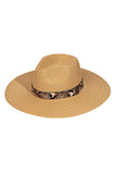 Summer hat in straw with faux snake trim