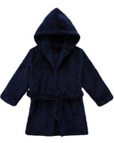 Plush toddler and youth size hooded bathrobe