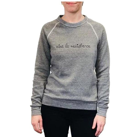 Viva La Resistance Charcoal with navy Embroidery Eco Fleece Sweatshirt