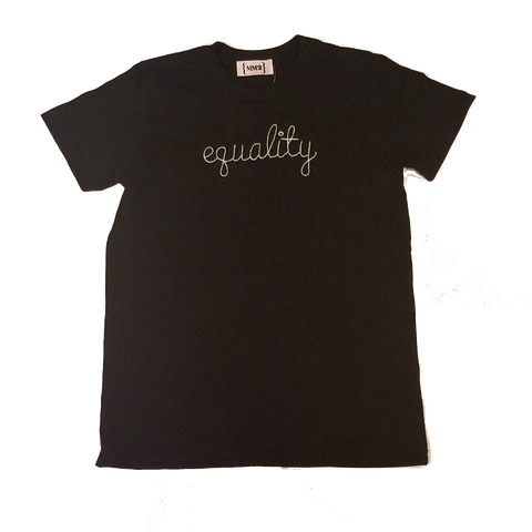 Black Equality Toddler T-Shirt W/ White Embroidery